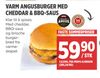 VARM ANGUSBURGER MED CHEDDAR & BBQ-SAUS