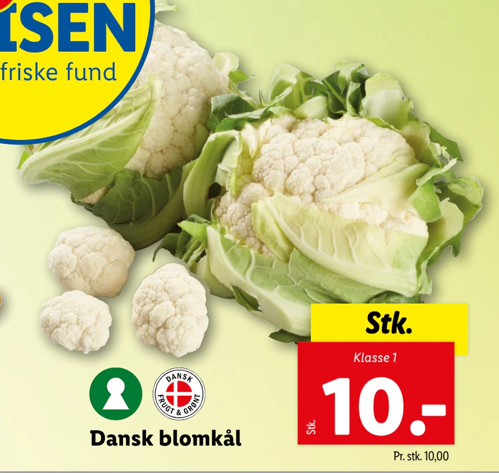 Tilbud på Dansk blomkål fra Lidl til 10 kr.