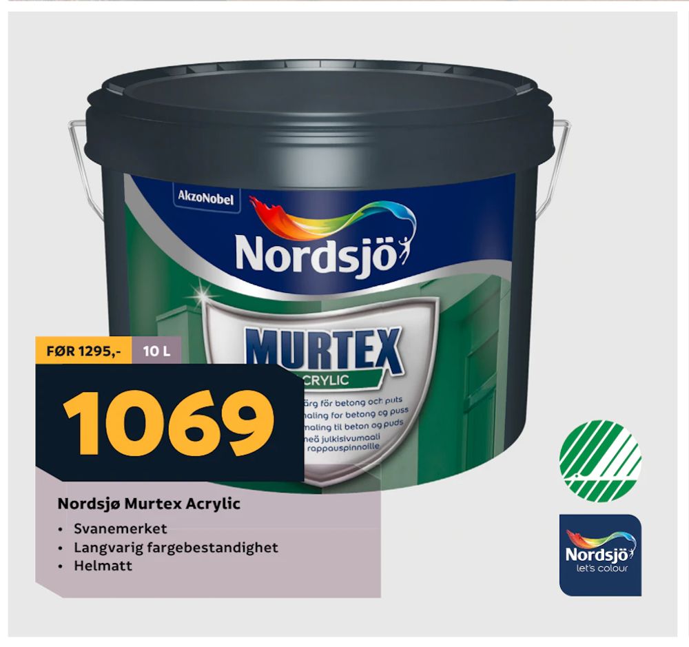 Tilbud på Nordsjø Murtex Acrylic fra Megaflis til 1 069 kr