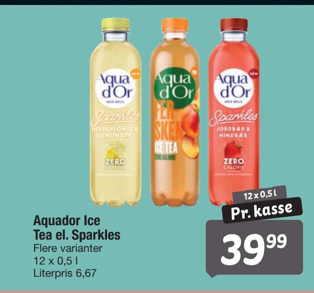 Tilbud på Aquador Ice Tea el. Sparkles fra fakta Tyskland til 39,99 kr.