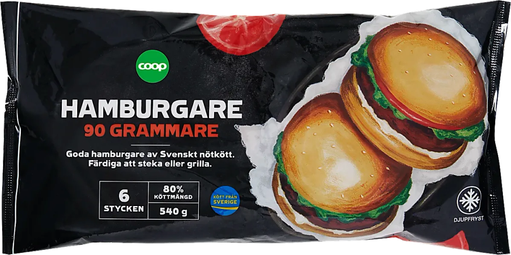 Erbjudanden på Hamburgare 6-pack (Sverige/Coop) från Coop X:-TRA för 46,90 kr