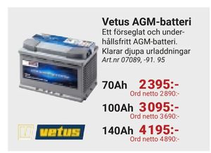 Vetus AGM-batteri