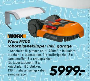 Worx M700 robotplæneklipper inkl. garage