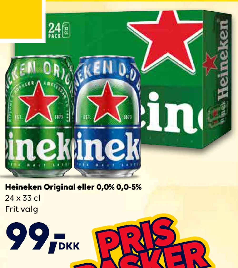 Tilbud på Heineken Original eller 0,0% 0,0-5% fra BorderShop til 99 kr.