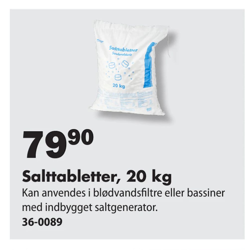 Tilbud på Salttabletter, 20 kg fra Biltema til 79,90 kr.