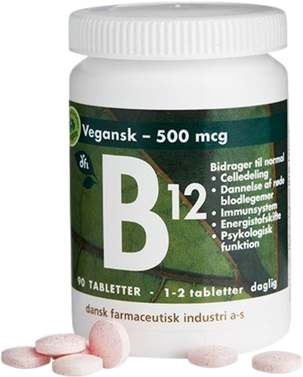 Tilbud på B12 vitamin 500 mcg (Grønne dfi vitaminer) fra Helsam til 135 kr.