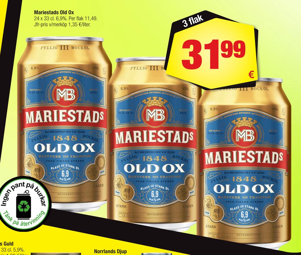 Erbjudanden på Mariestads Old Ox från Calle för 31,99 €