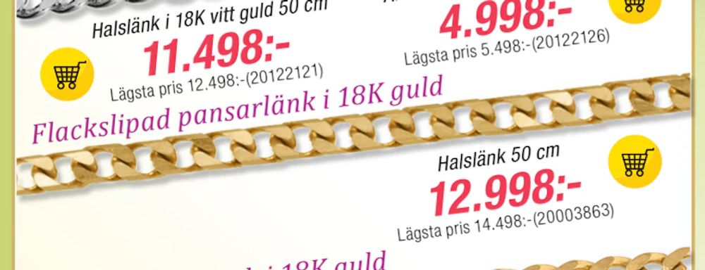Erbjudanden på Flackslipad pansarlänk i 18k guld från Guldfynd för 12 998 kr