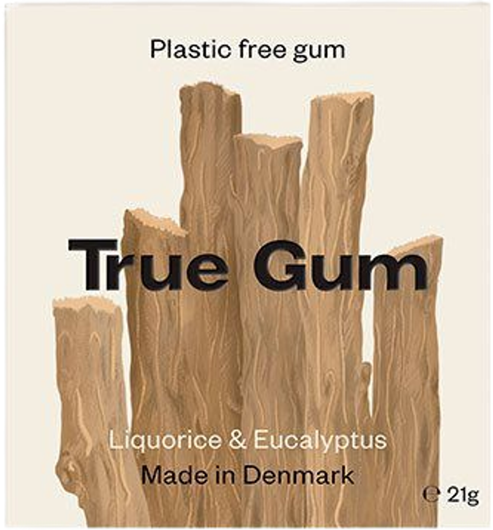 Tilbud på Tyggegummi Lakrids &Eucalyptus (True Gum) fra Helsam til 17,95 kr.