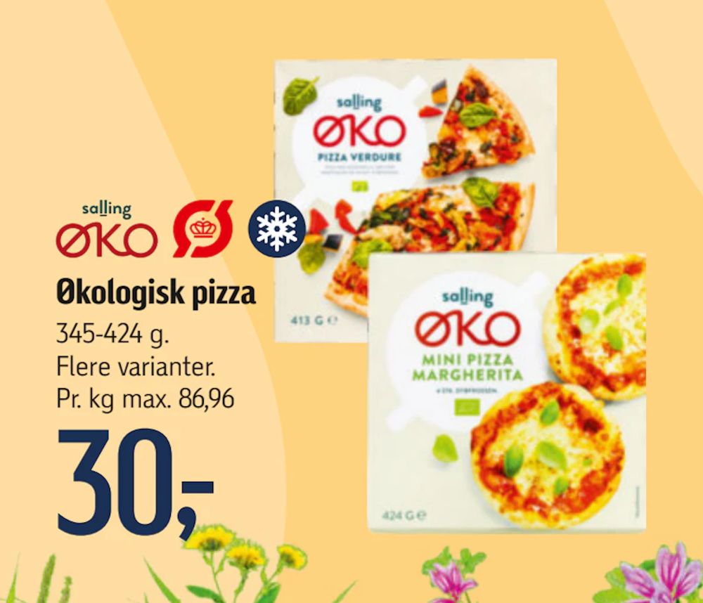 Tilbud på Økologisk pizza fra føtex til 30 kr.