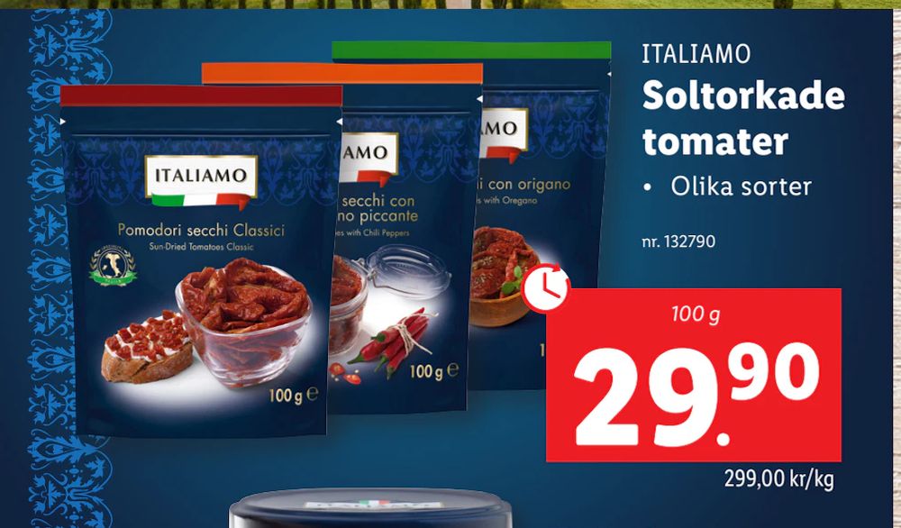 Erbjudanden på Soltorkade tomater från Lidl för 29,90 kr