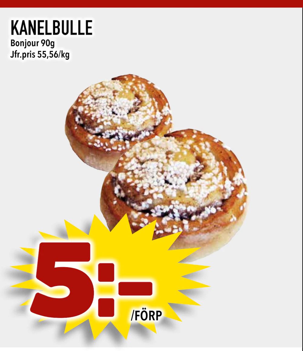 Erbjudanden på KANELBULLE från Bonum matmarknad för 5 kr