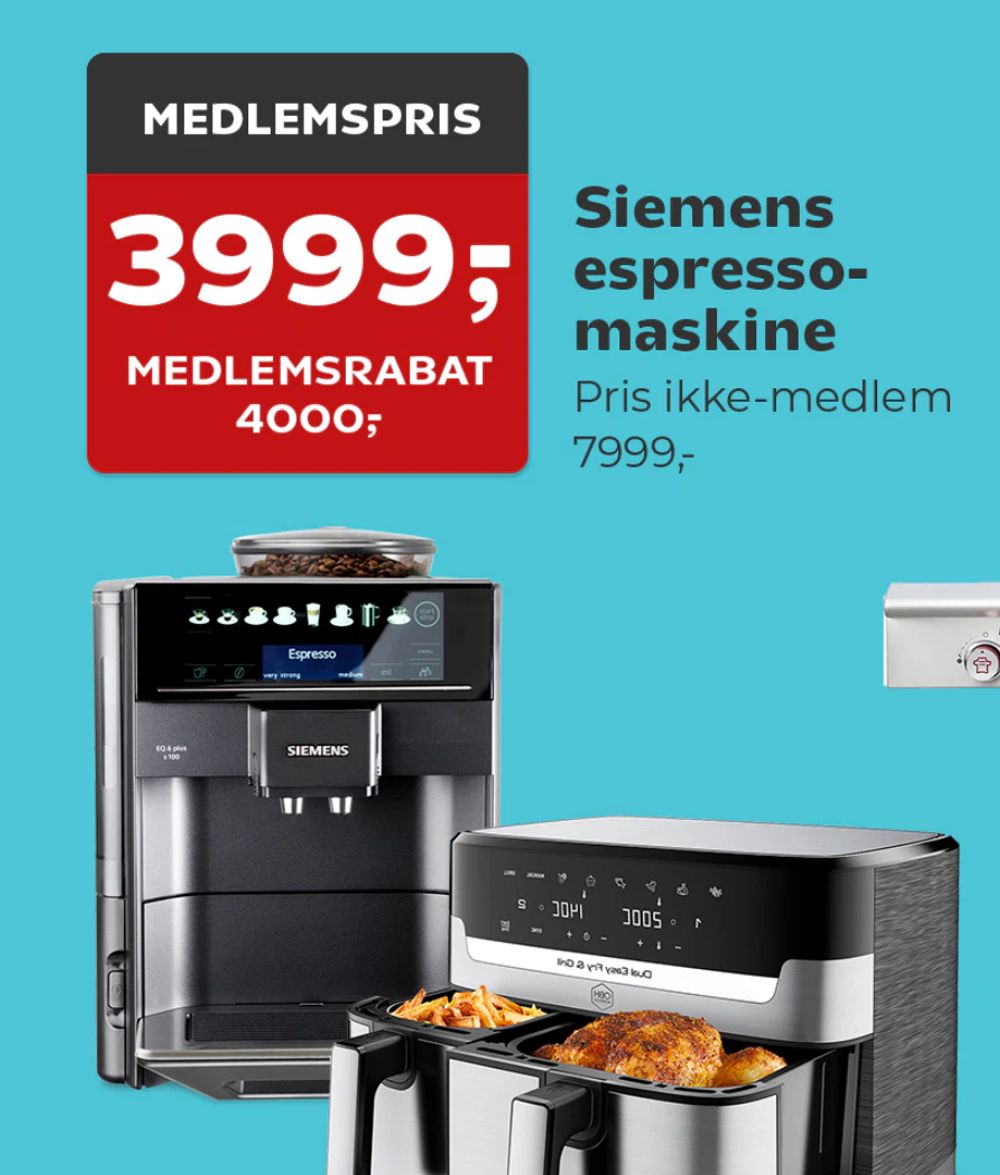 Tilbud på Siemens espressomaskine fra Coop.dk til 7.999 kr.