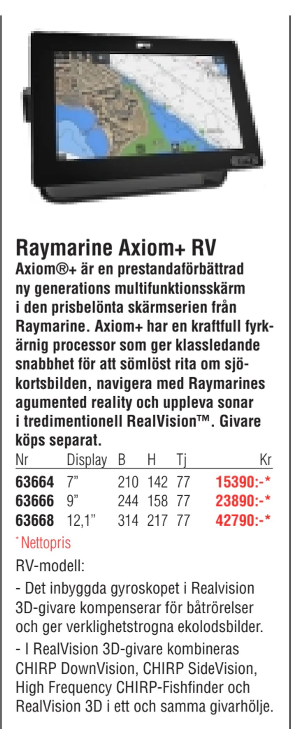 Erbjudanden på Raymarine Axiom+ RV från Erlandsons Brygga för 15 390 kr
