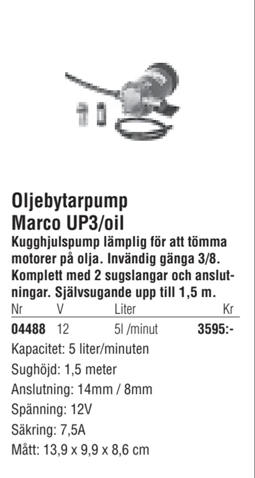 Erbjudanden på Oljebytarpump Marco UP3/oil från Erlandsons Brygga för 3 595 kr