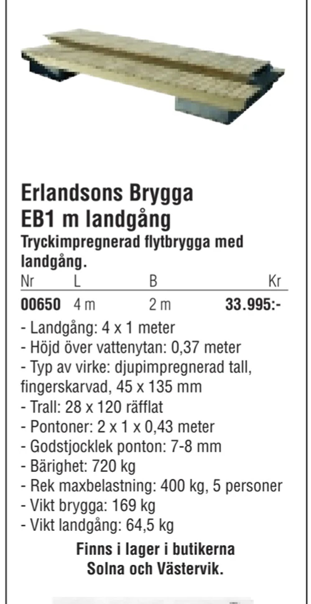 Erbjudanden på Erlandsons Brygga EB1 m landgång från Erlandsons Brygga för 33 995 kr