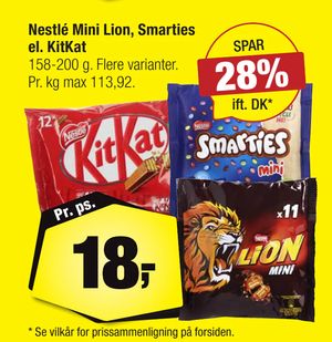 Nestlé Mini Lion, Smarties el. KitKat