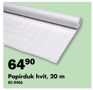 Papirduk hvit, 20 m