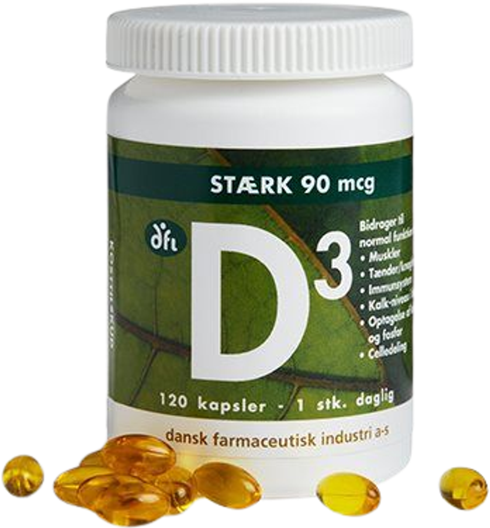 Tilbud på D3-vitamin 90 mcg (Grønne dfi vitaminer) fra Helsam til 116,95 kr.