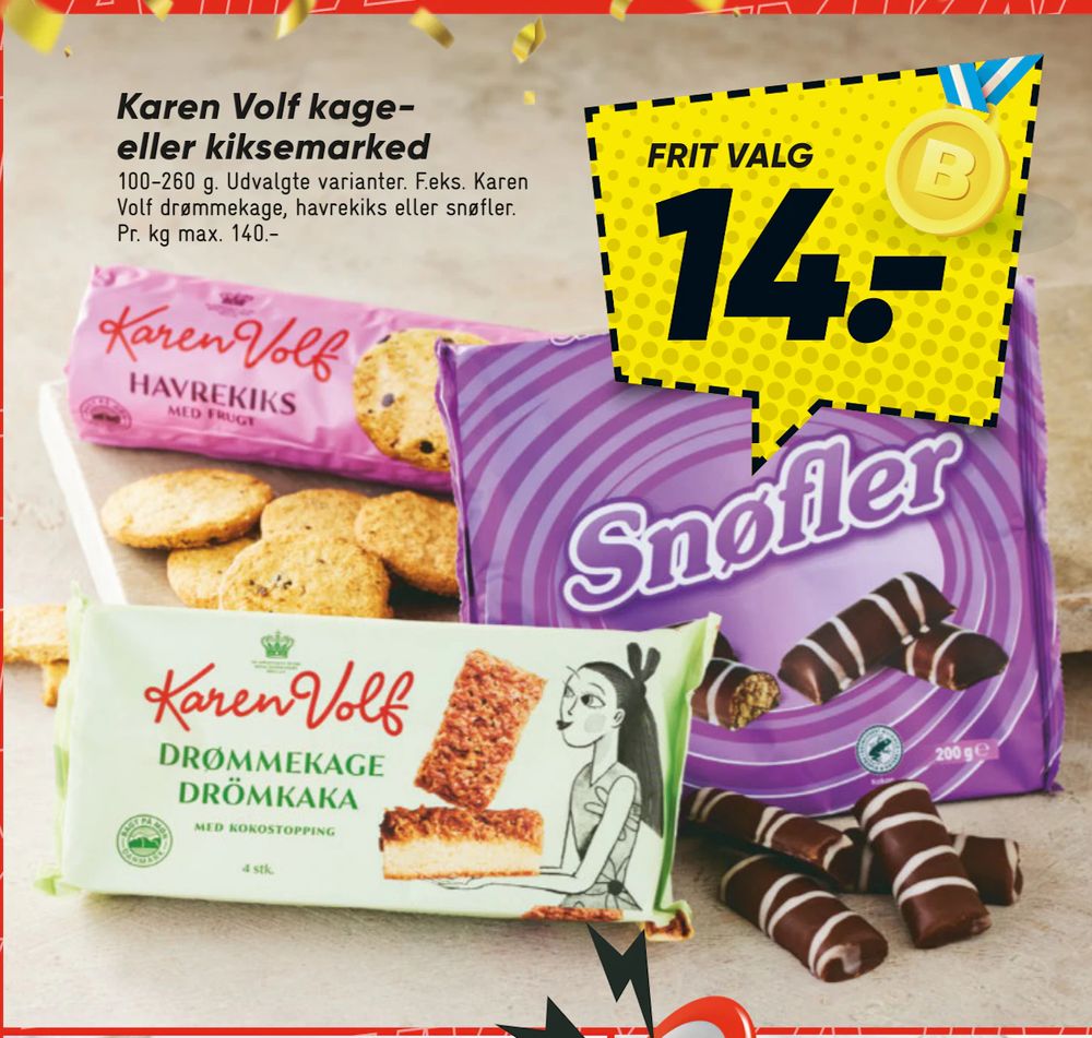 Tilbud på Karen Volf kage- eller kiksemarked fra Bilka til 14 kr.