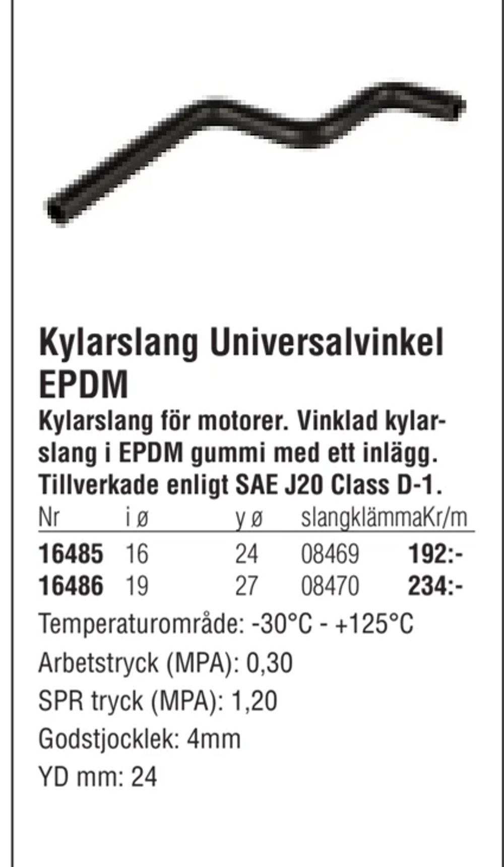 Erbjudanden på Kylarslang Universalvinkel EPDM från Erlandsons Brygga för 192 kr