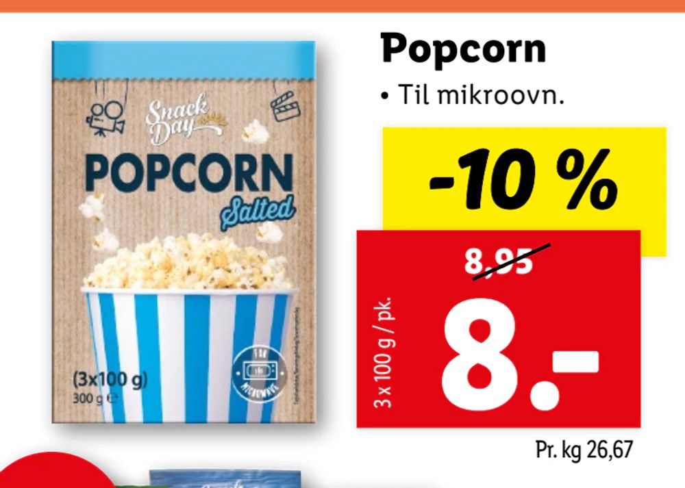 Tilbud på Popcorn fra Lidl til 8 kr.