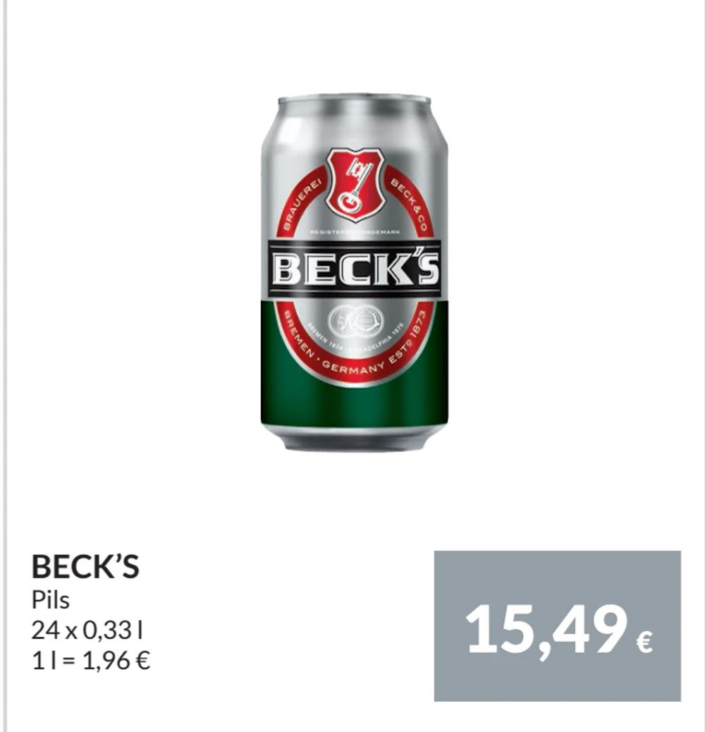 Erbjudanden på BECK’S från Nielsen Scan-Shop för 15,49 €