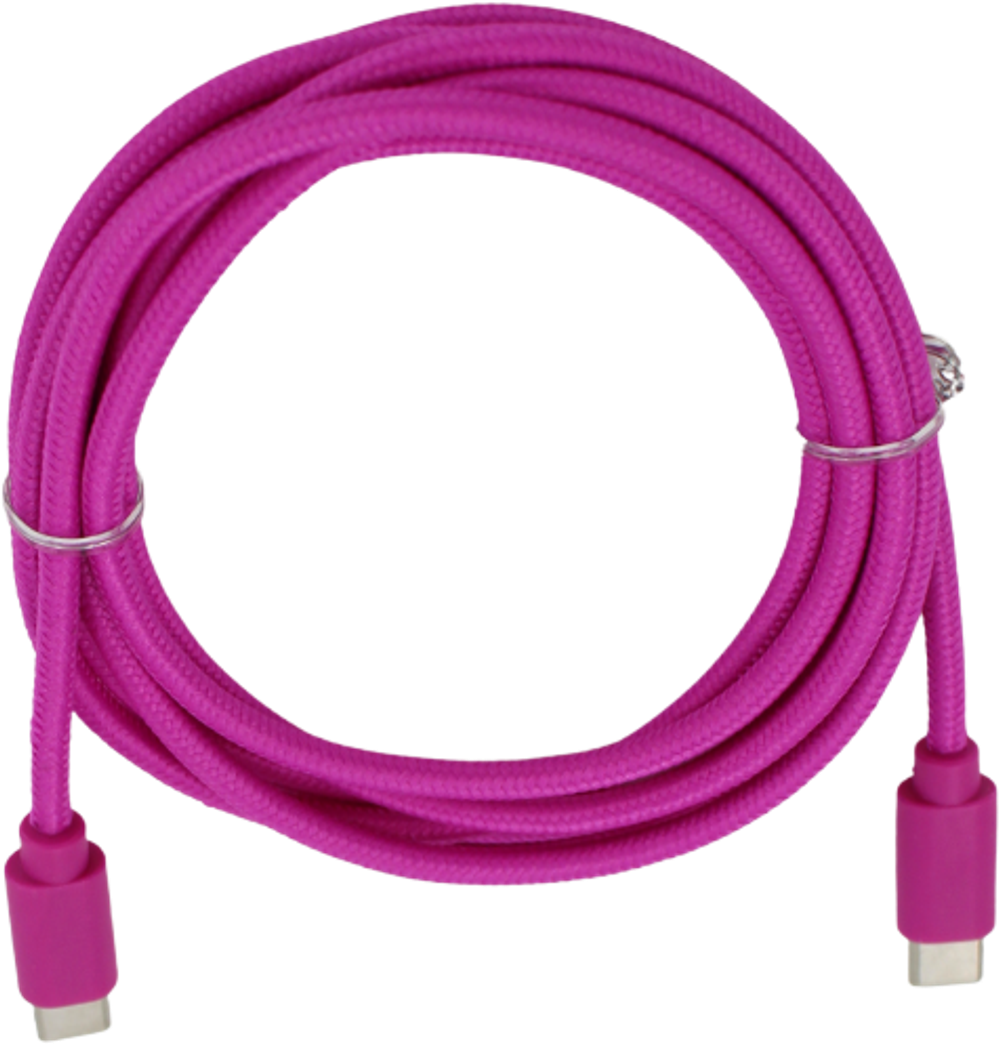 Tilbud på Opladekabel - USB-C til USB-C i Pink Tekstil (2 meter) fra Basic & More til 42 kr.