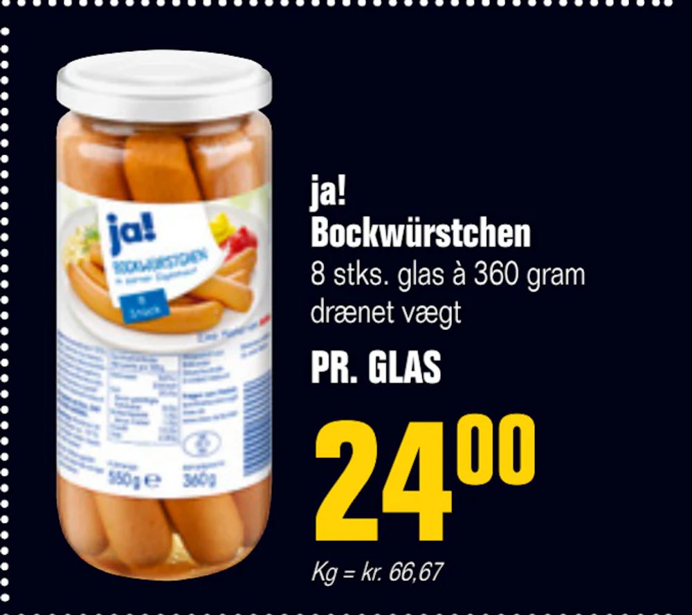 Tilbud på ja! Bockwürstchen fra Poetzsch Padborg til 24 kr.