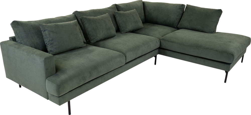 Tilbud på Belis 3 Pers Sofa M. Open End, Grøn Fløjl, (Højrevendt) 87 Cm 293 Cm fra My Home Møbler til 8.999 kr.