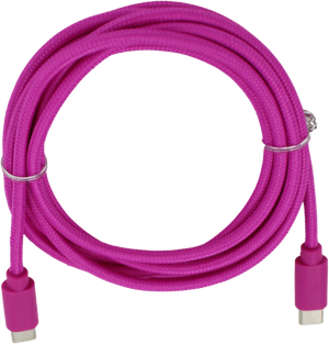 Opladekabel - USB-C til USB-C i Pink Tekstil (2 meter)