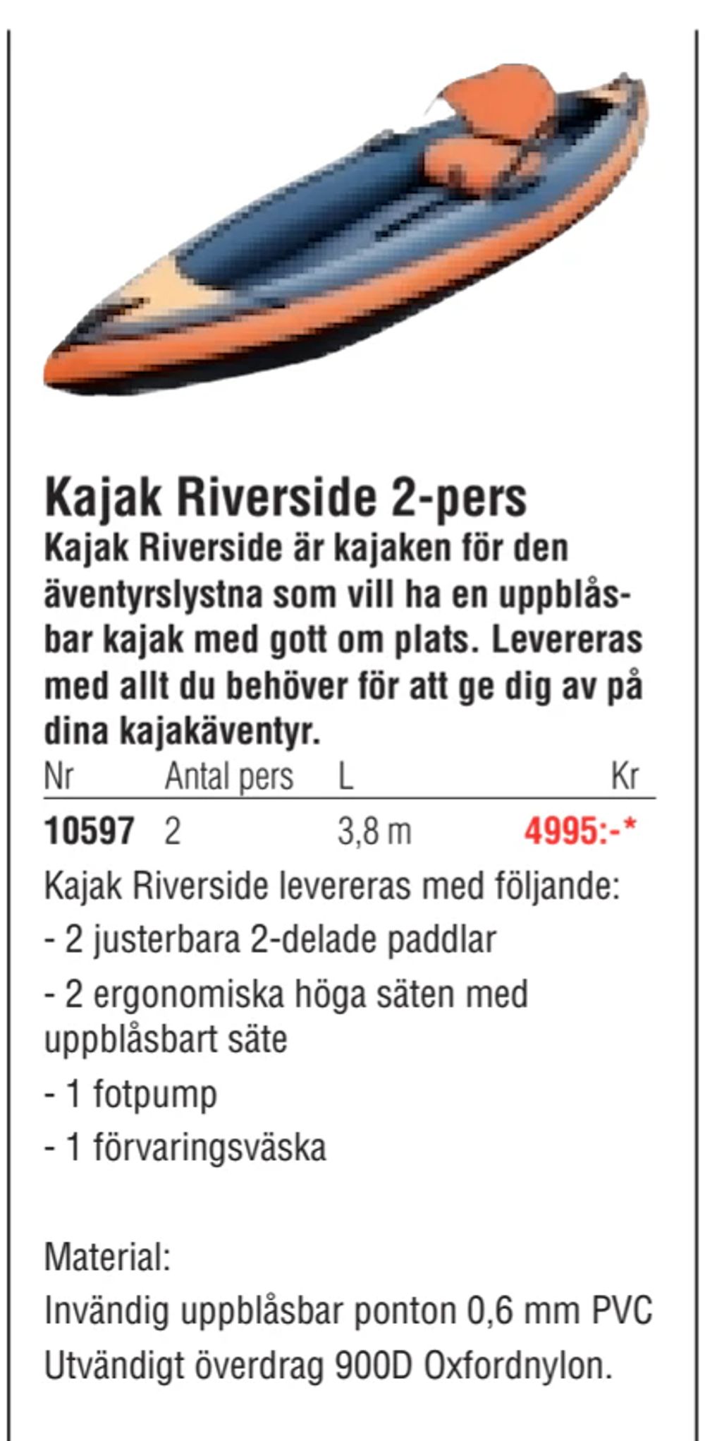 Erbjudanden på Kajak Riverside 2-pers från Erlandsons Brygga för 4 995 kr