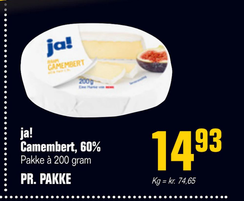 Tilbud på ja! Camembert, 60% fra Otto Duborg til 14,93 kr.