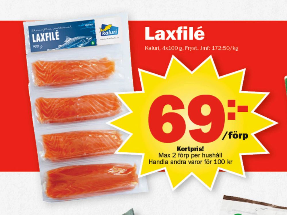 Erbjudanden på Laxfilé från Pekås för 69 kr