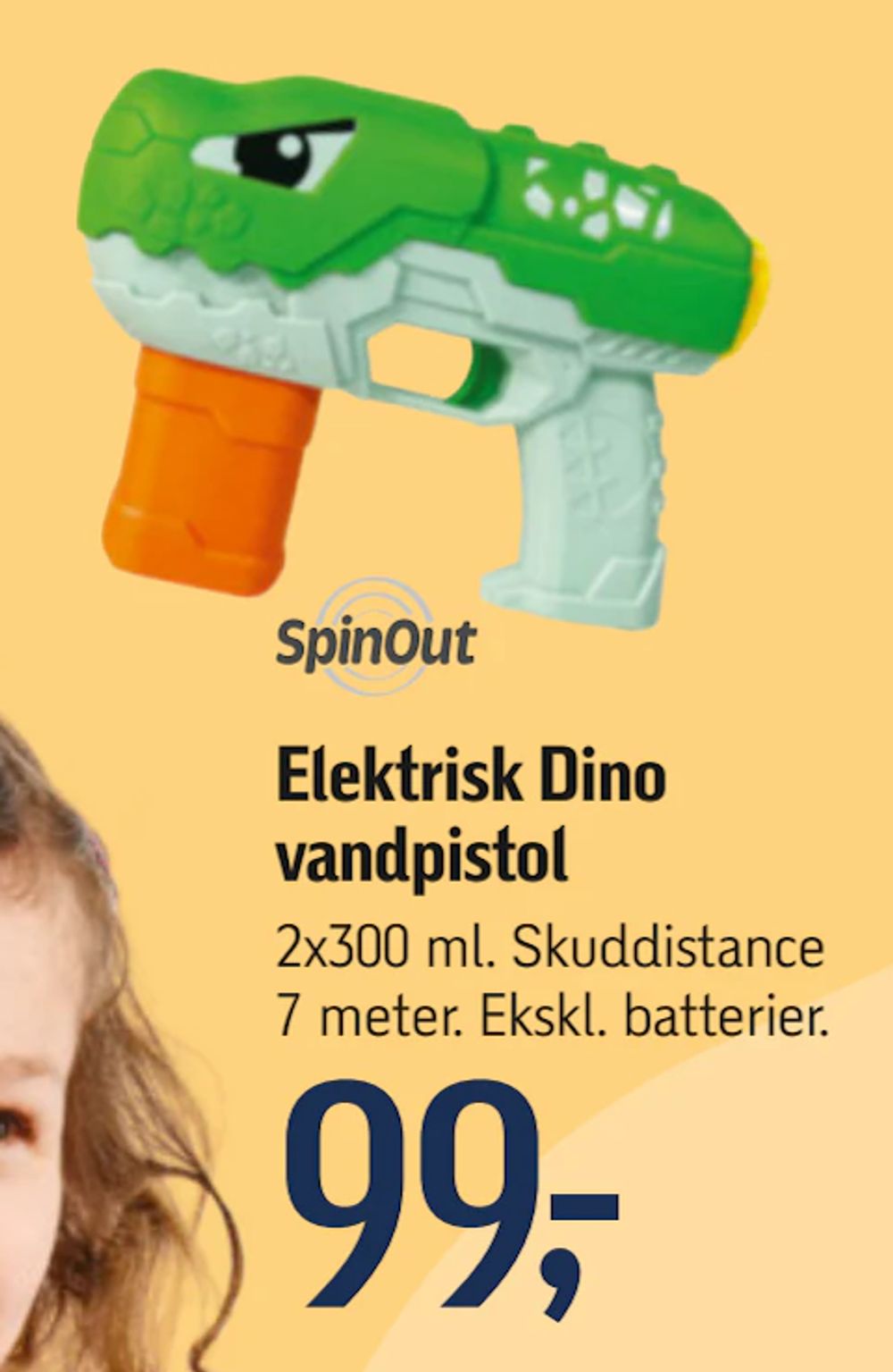Tilbud på Elektrisk Dino vandpistol fra føtex til 99 kr.