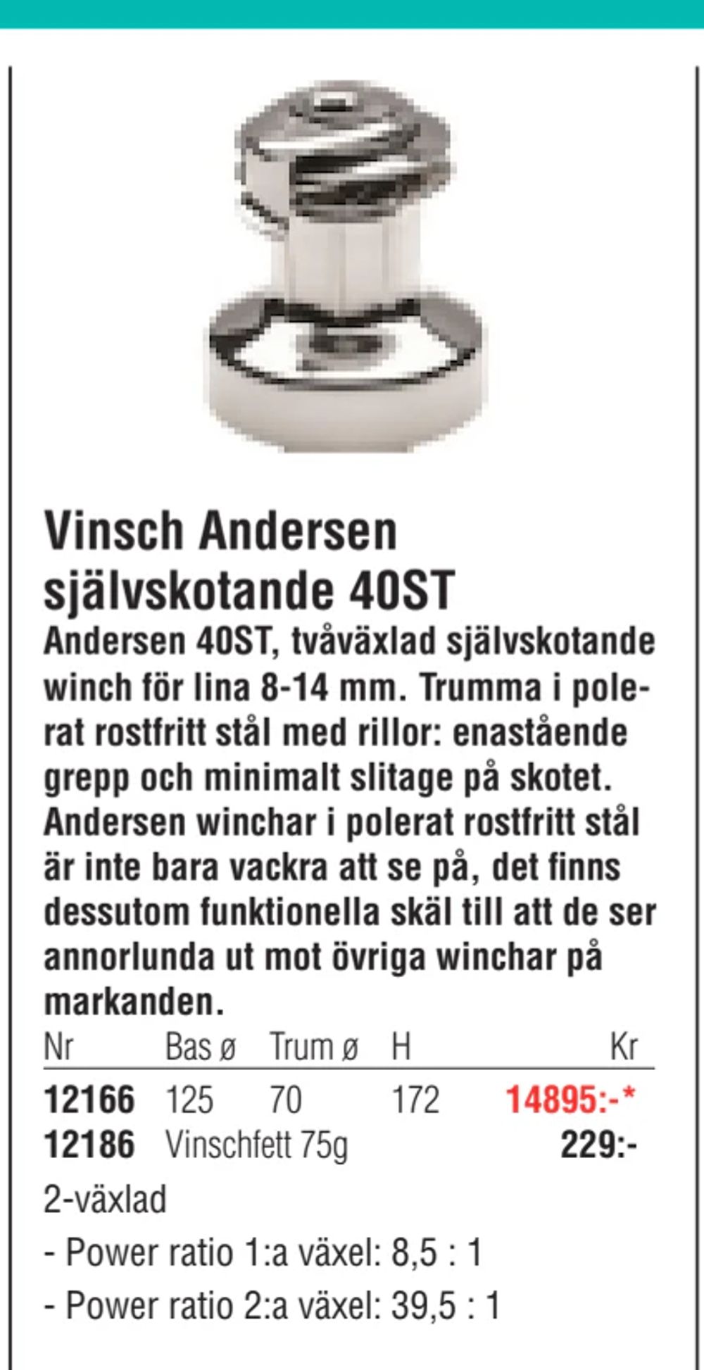Erbjudanden på Vinsch Andersen självskotande 40ST från Erlandsons Brygga för 14 895 kr