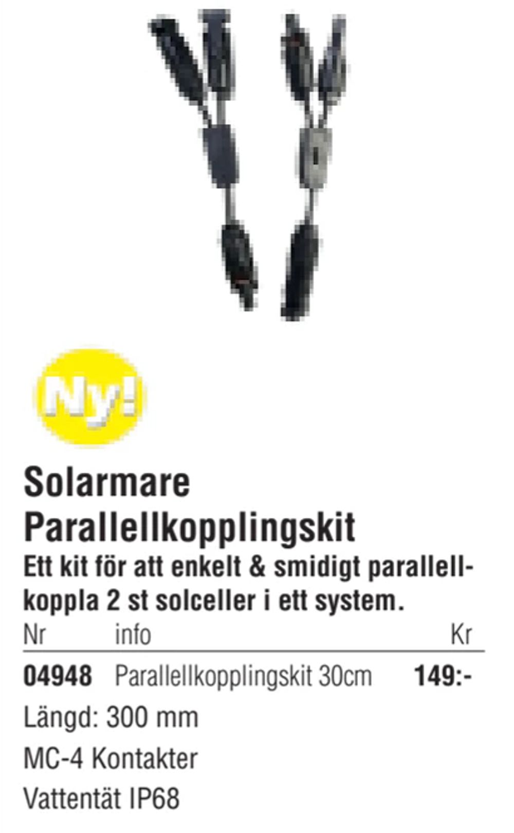 Erbjudanden på Solarmare Parallellkopplingskit från Erlandsons Brygga för 149 kr