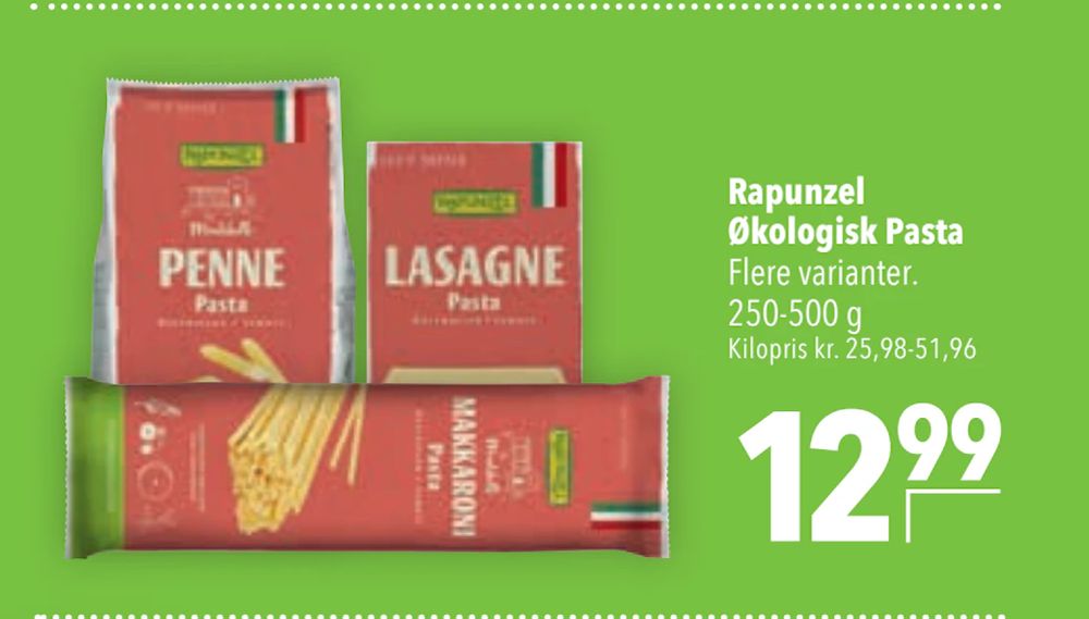 Tilbud på Rapunzel Økologisk Pasta fra CITTI til 12,99 kr.