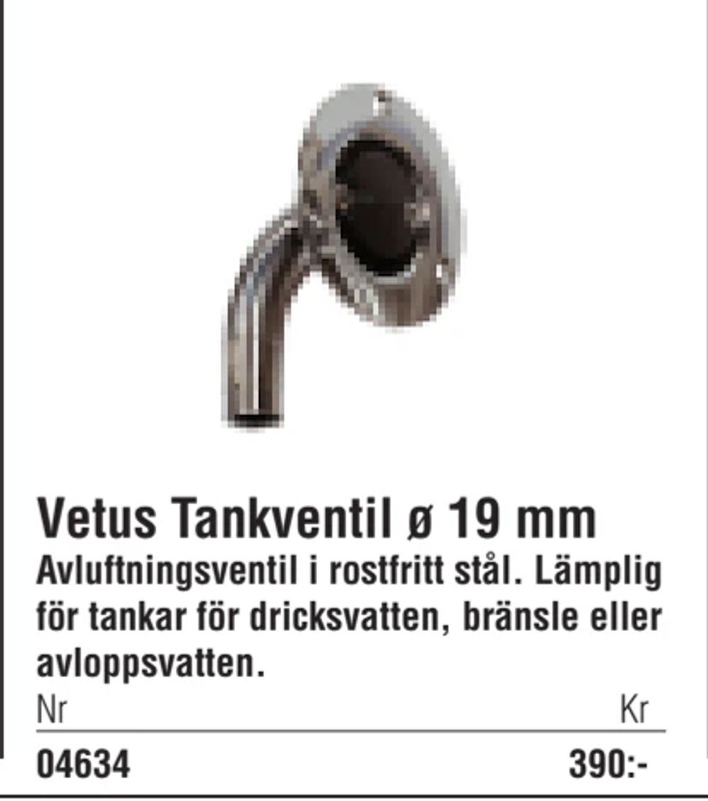 Erbjudanden på Vetus Tankventil ø 19 mm från Erlandsons Brygga för 390 kr