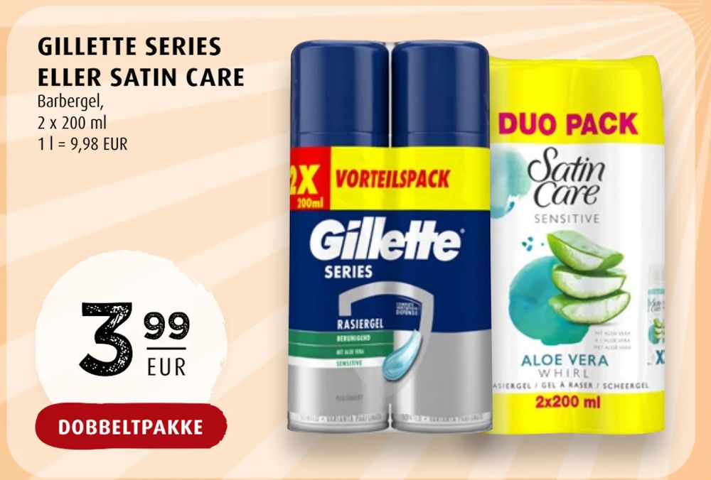 Tilbud på GILLETTE SERIES ELLER SATIN CARE fra Scandinavian Park til 3,99 €