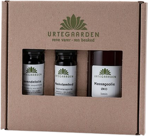 Massagesæt basis 10 ml Lavendel,10ml muskelømhed+100 ml massageolie (Urtegaarden)