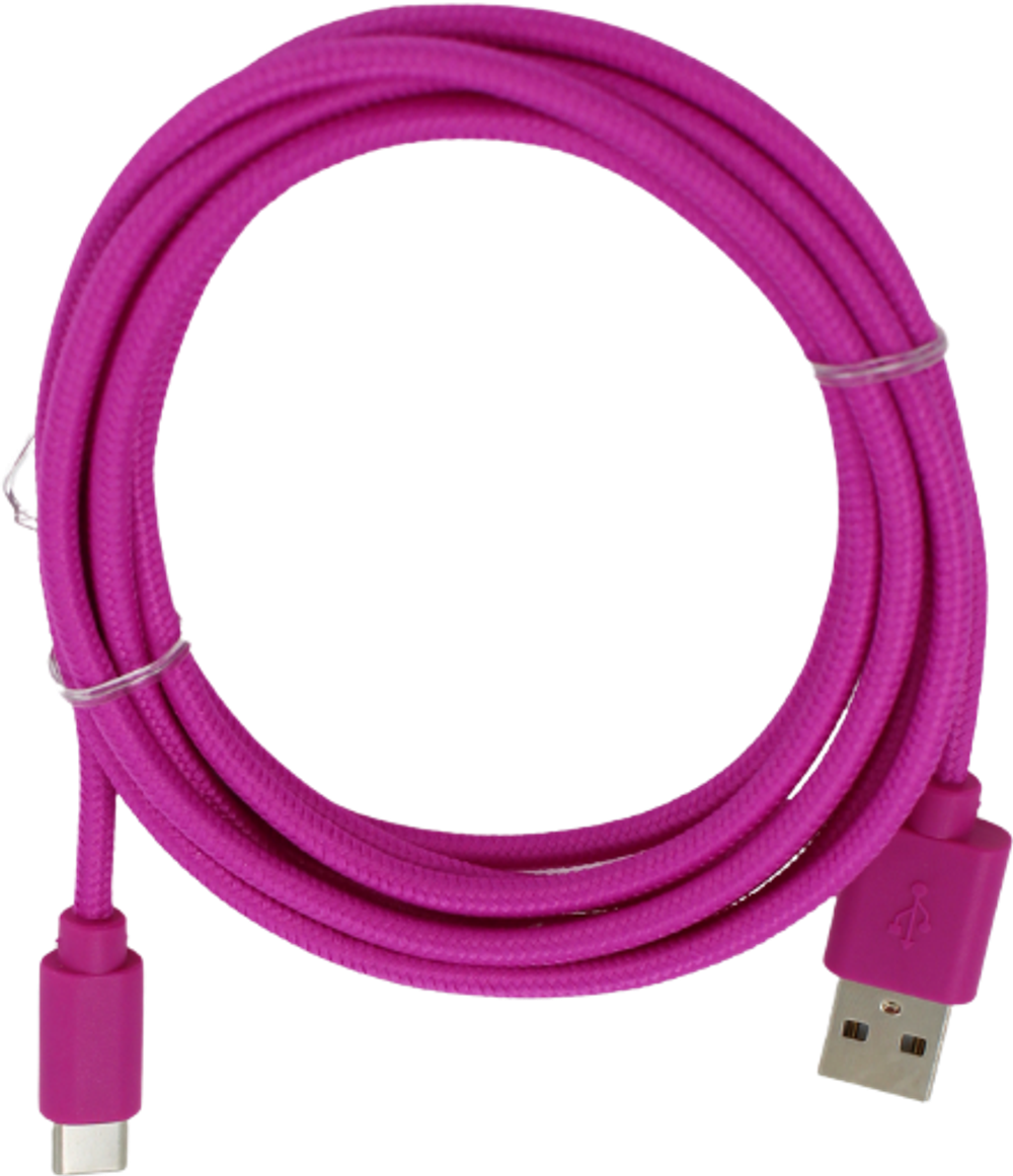 Tilbud på Opladerkabel - USB-C i Pink Tekstil (2 meter) fra Basic & More til 37 kr.