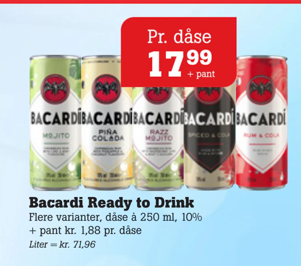 Tilbud på Bacardi Ready to Drink fra Poetzsch Padborg til 17,99 kr.