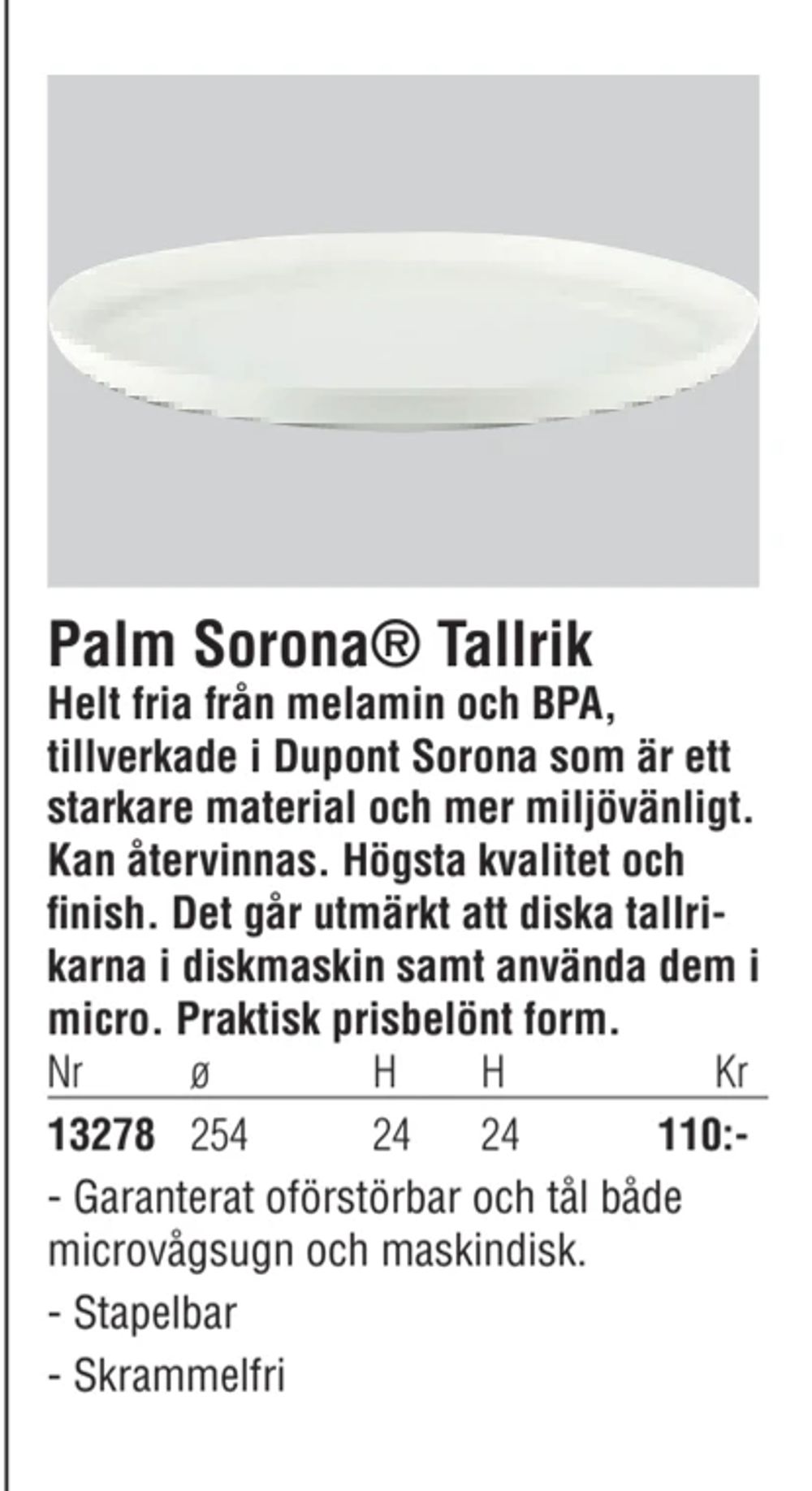 Erbjudanden på Palm Sorona® Tallrik från Erlandsons Brygga för 110 kr