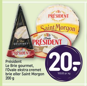 Président Le Brie gourmet, l'Ovale ekstra cremet brie eller Saint Morgon 200 g