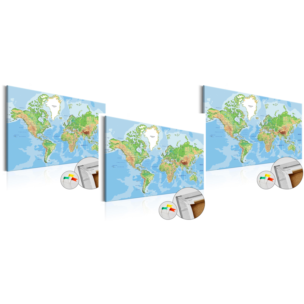 Tilbud på Billede på kork - World Geography - 120 x 80 cm, Billede på kork - World Geography - 90 x 60 cm eller Billede på kork - World Geography - 60 x 40 cm fra Boligcenter.dk til 399 kr.