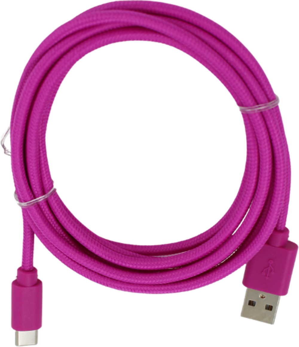 Tilbud på Opladerkabel - USB-C i Pink Tekstil (2 meter) fra Basic & More til 37 kr.