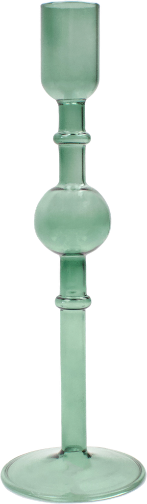 Lysestage i Glas - Grøn (H:22cm)