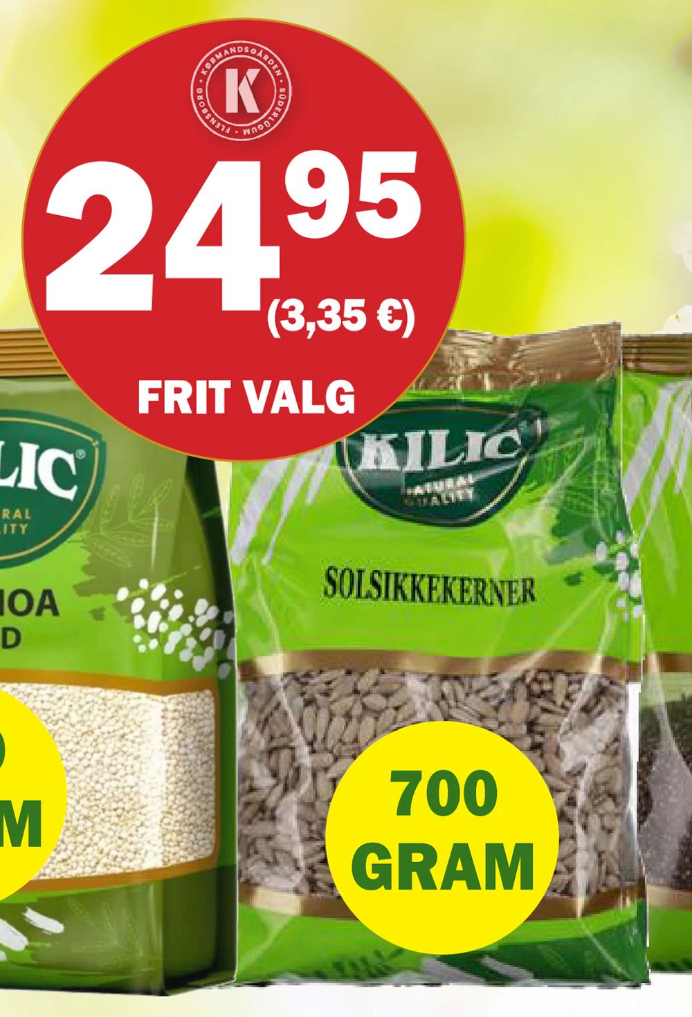 Tilbud på Kilic Solsikkekerner fra Købmandsgården til 24,95 kr.