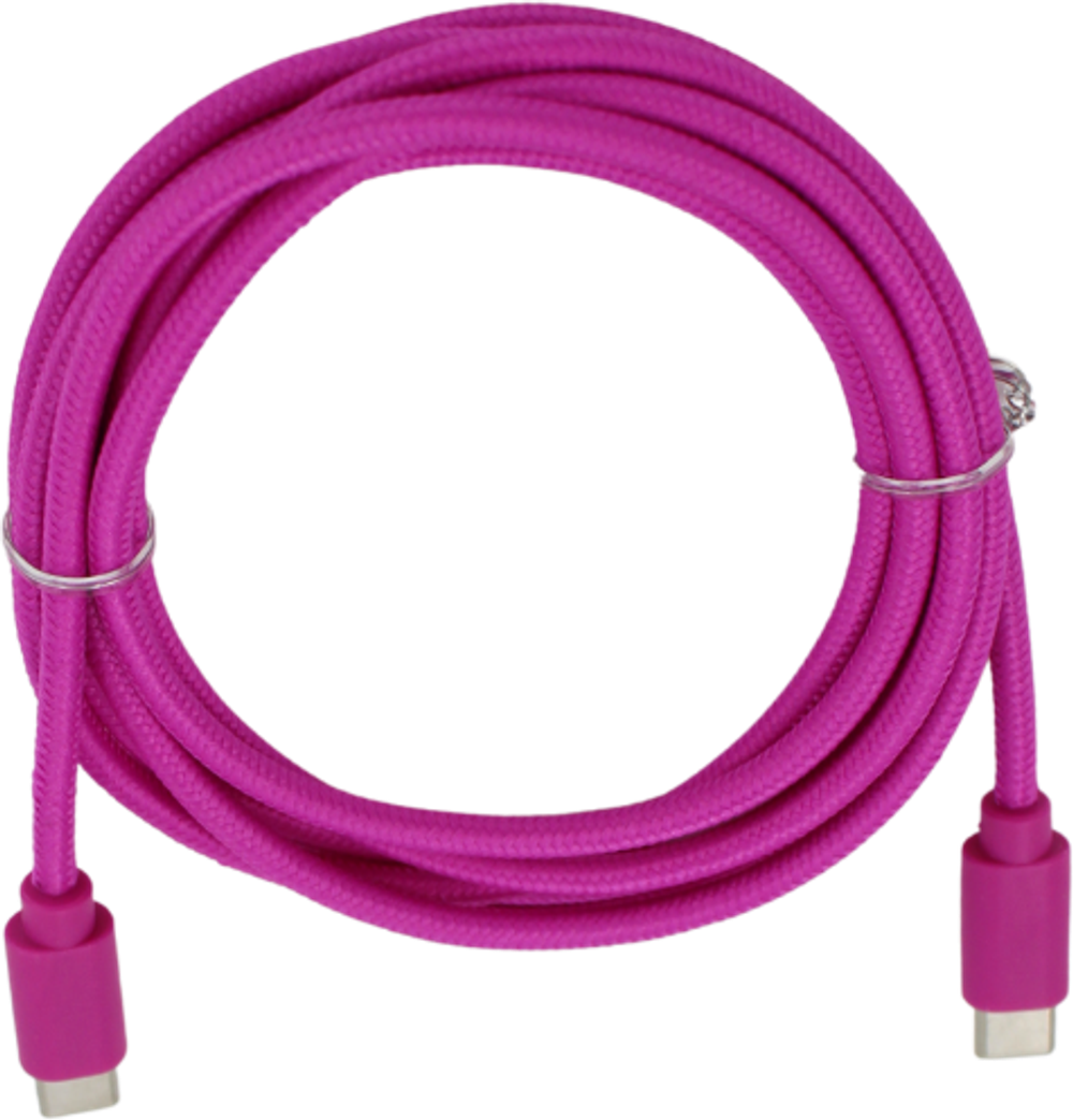 Tilbud på Opladekabel - USB-C til USB-C i Pink Tekstil (2 meter) fra Basic & More til 42 kr.